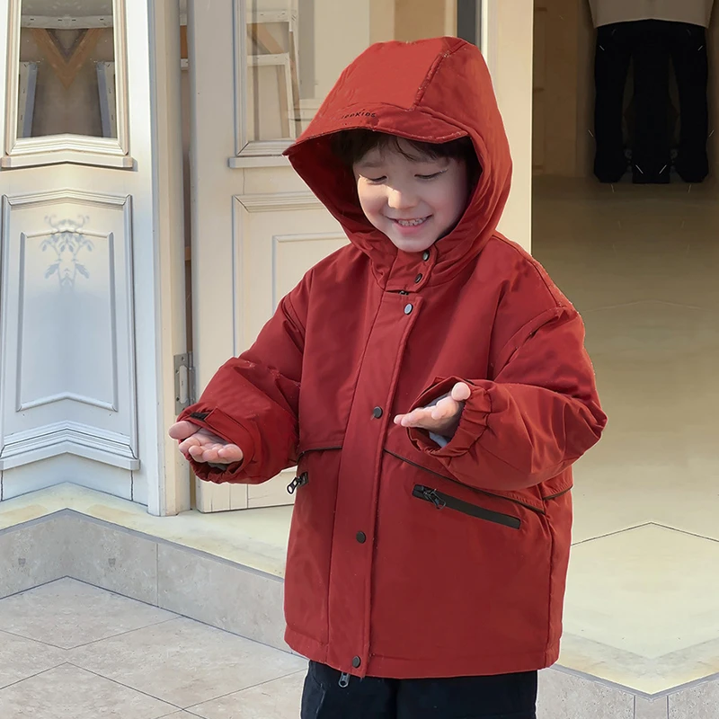 【Q】棉小班童装加厚保暖棉服男童外套户外夹棉仿兔毛冲锋衣WD4046