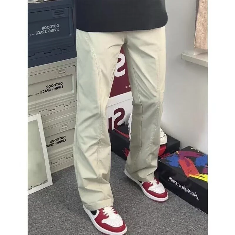 斜切弯刀登山休闲裤户外防水冲锋裤男款夏季运动直筒美式工装裤子