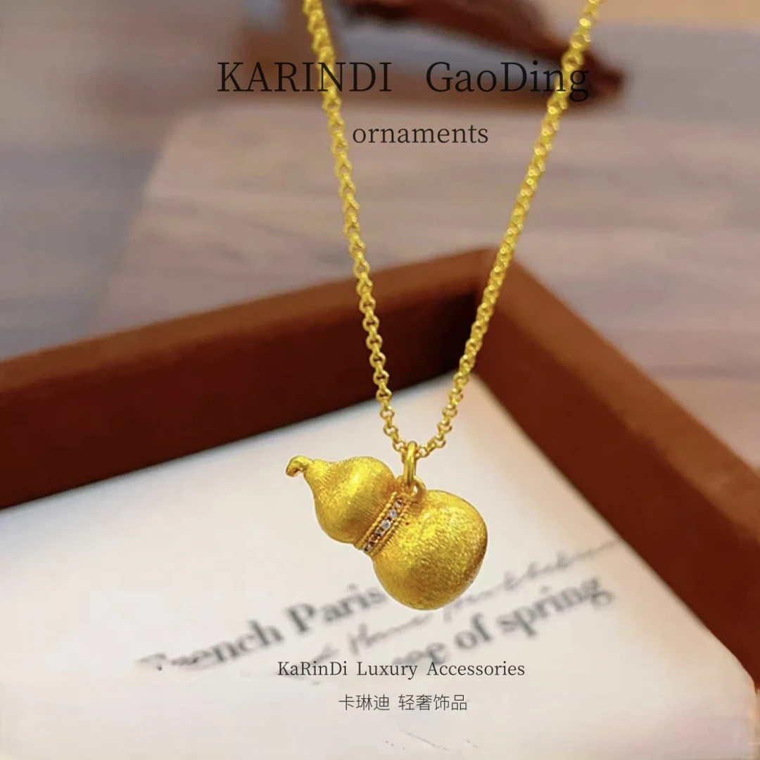 铁合金锆石吊坠 拉丝点钻葫芦吊坠古法实心磨砂福禄项链