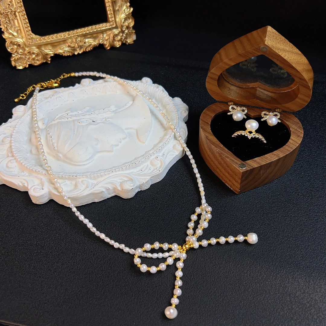 铜合金仿珍珠项链 哈尼西牧时尚高端三件套#0009299