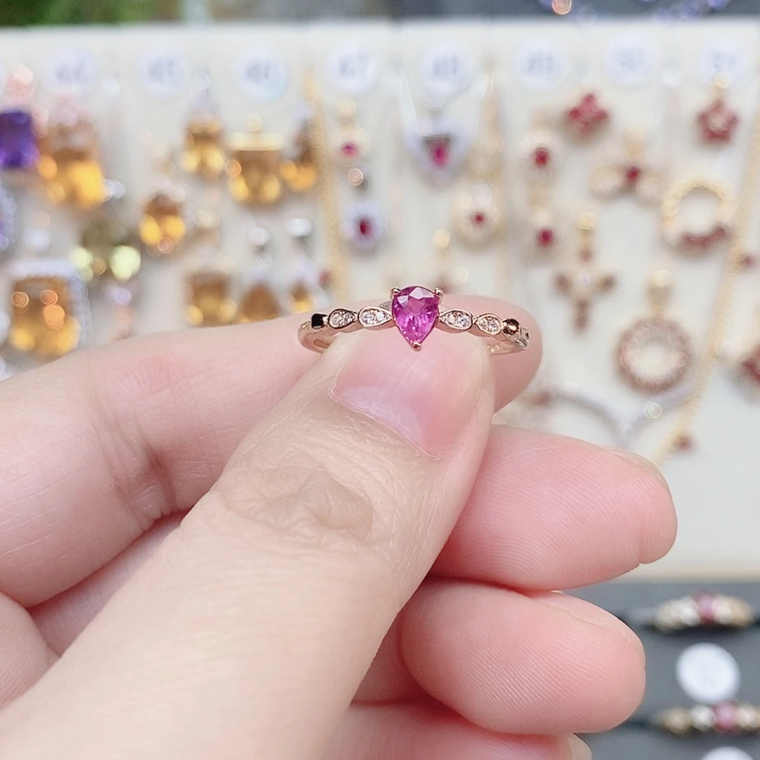 红宝石戒指银S925镶嵌