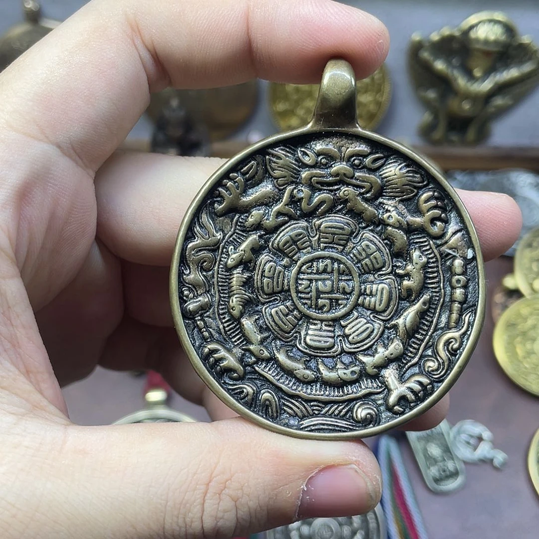 青铜麟甲熊九宫八卦牌