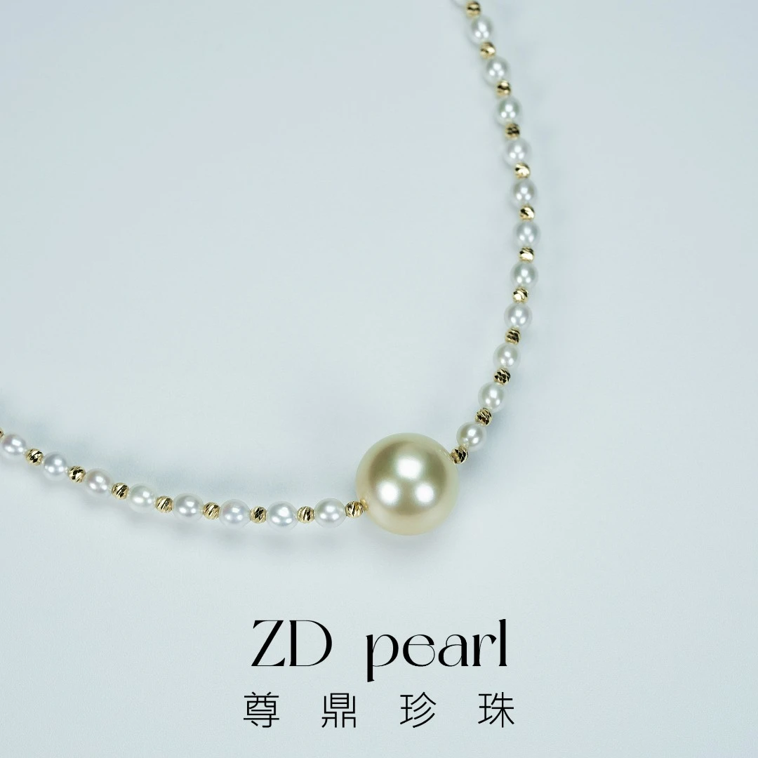 【TNS】尊鼎珍珠-18K金淡水珍珠+海水金珠项链+珠径3-4mm/11-12mm