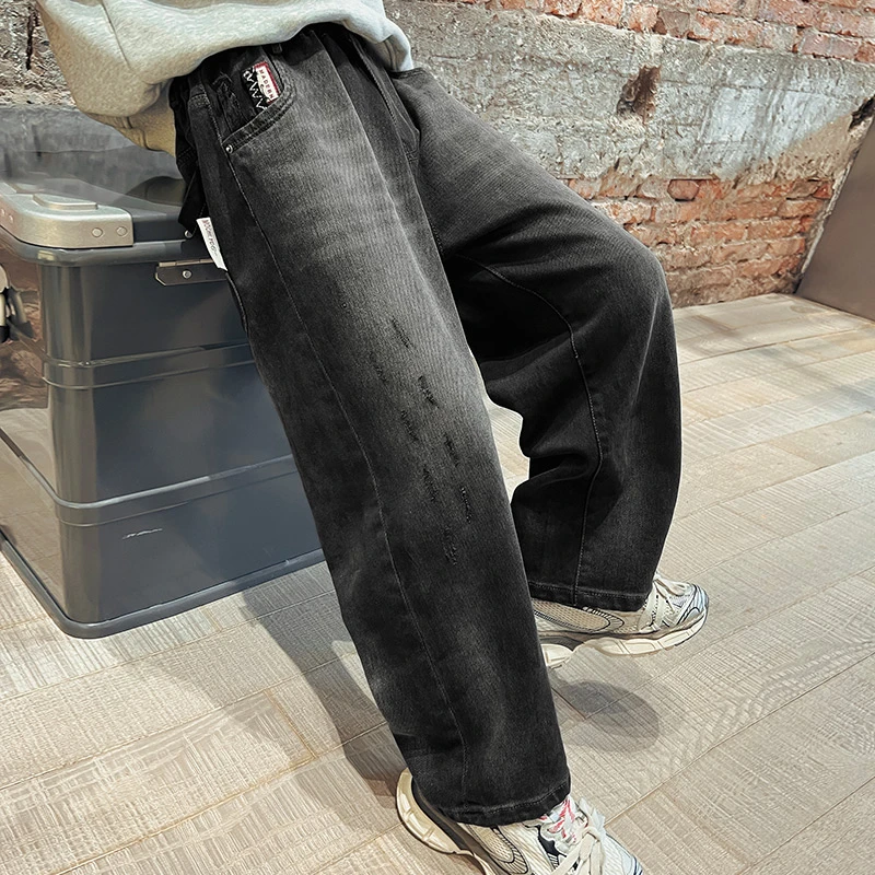 男童裤子秋季中大童时髦秋装2025新款儿童男孩直筒牛仔长裤学生潮