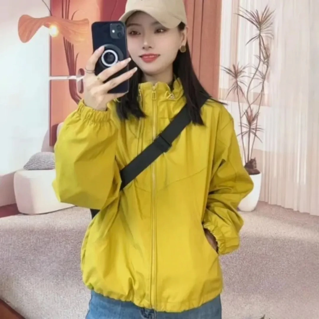 双拉链连帽冲锋衣2025春季新款休闲百搭宽松夹克外套女
