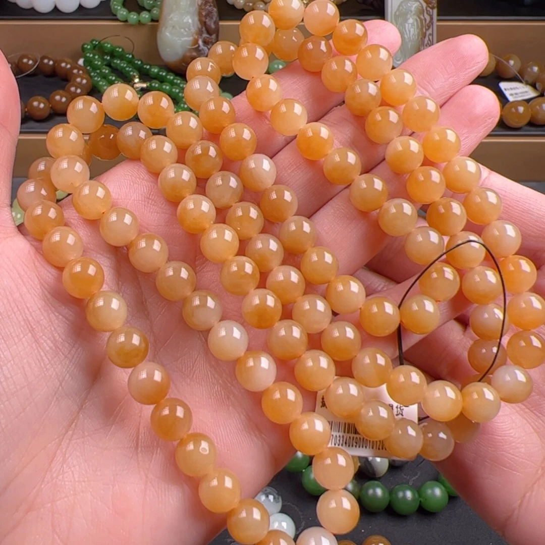 和田玉未镶嵌手链新疆且末金山精品冰糖白卡8 108