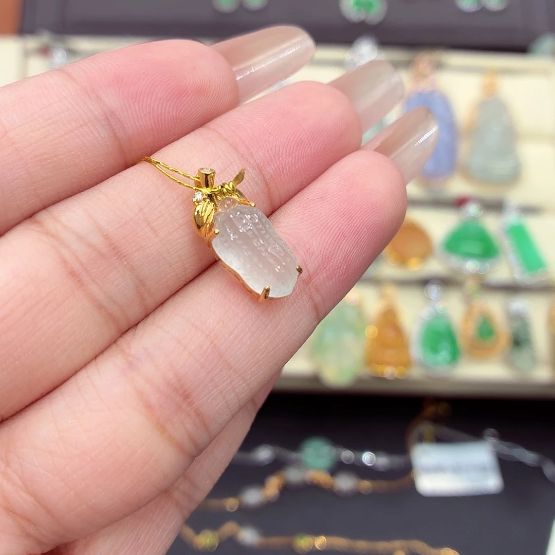 翡翠18K金镶嵌吊坠(不含链)