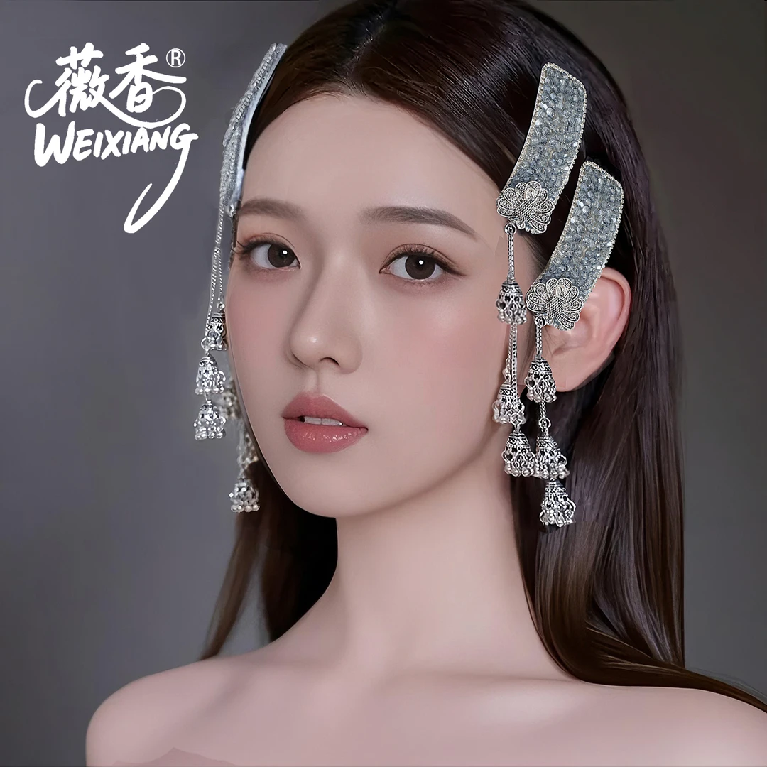 weixiang/薇香054孔雀新中式重工蒙古风原创发夹民族风复古侧边夹