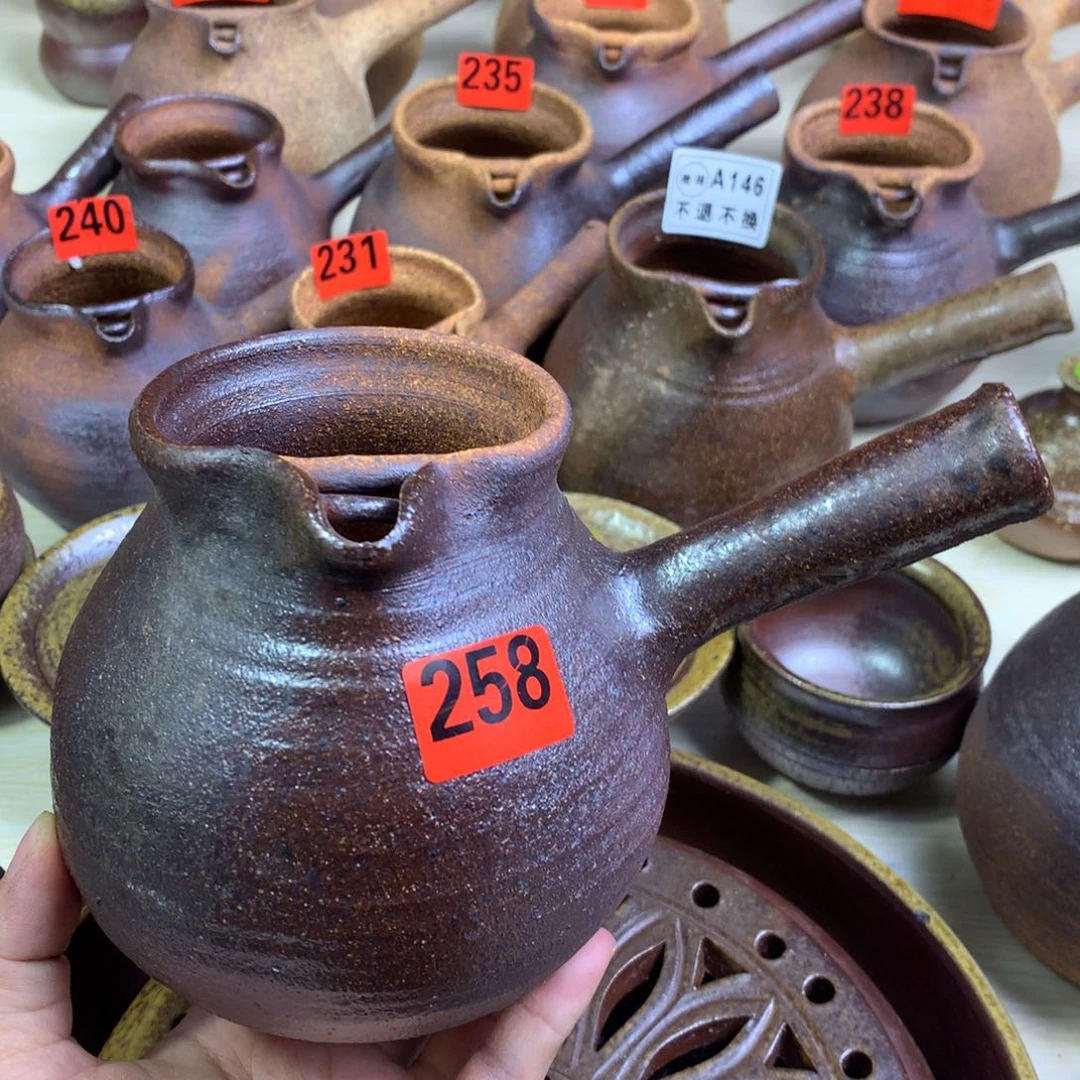 柴烧粗陶烤茶罐一物一拍700毫升