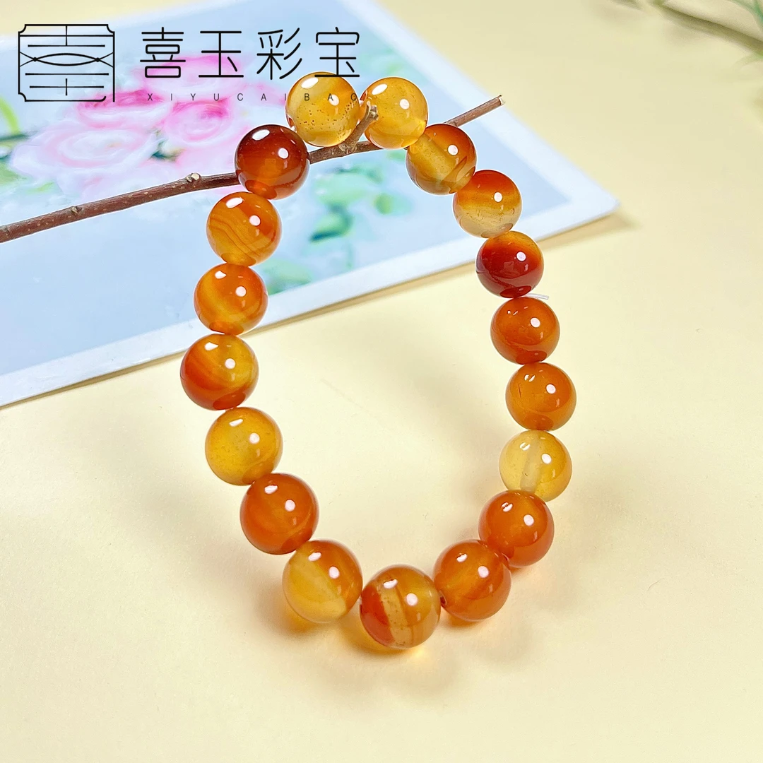 天然玛瑙锦鲤单圈卡10圆珠手串百搭  1580