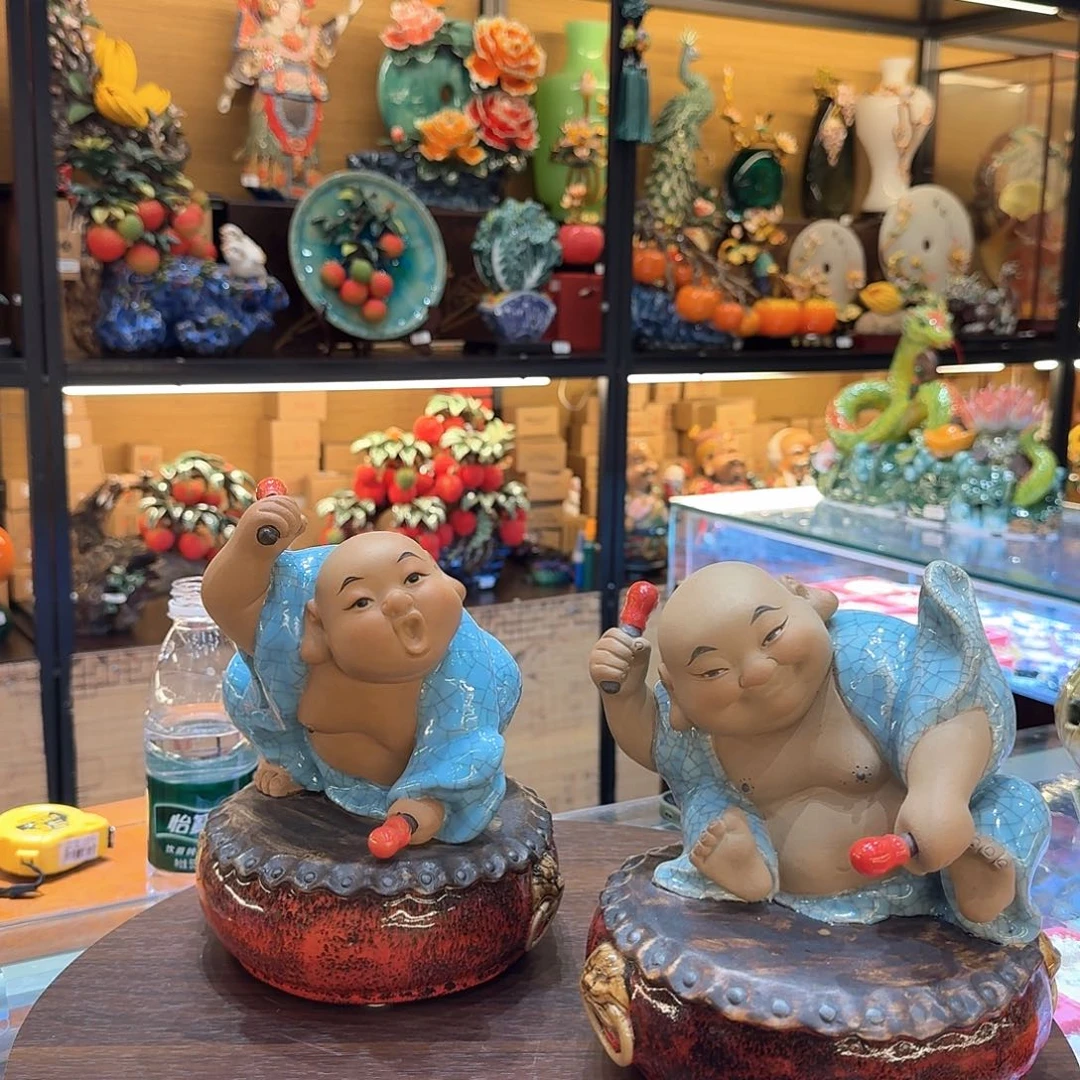 陶瓷鼓舞士气精品笑佛