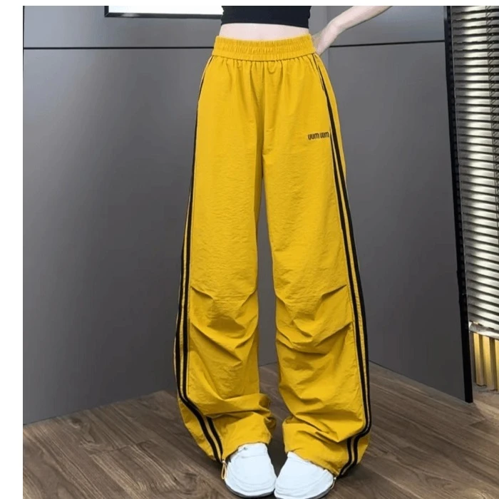 2025夏季新款多巴胺糖果少女感十足修身显瘦速干休闲工装裤阔腿裤