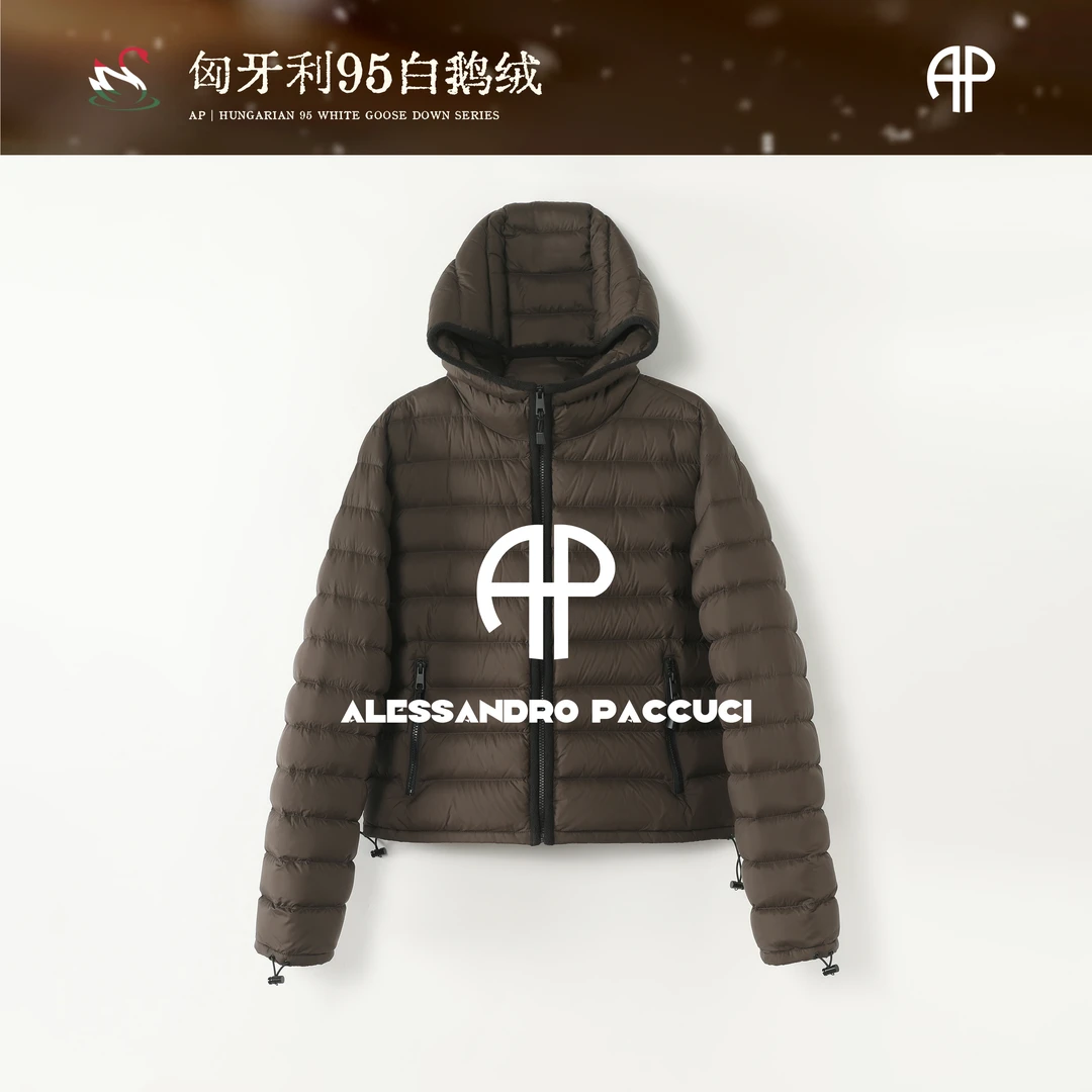 AP洛哥54016RR【排骨鹅绒】黑标/匈牙利鹅绒连帽羽绒服/女装
