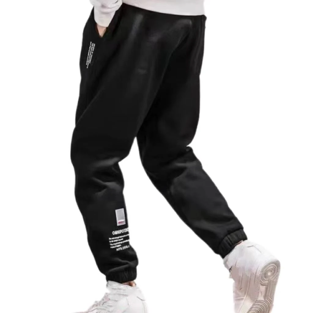 余文乐同款加绒加厚潮牌男款修身卫裤 秋冬弹力显瘦运动裤休闲裤