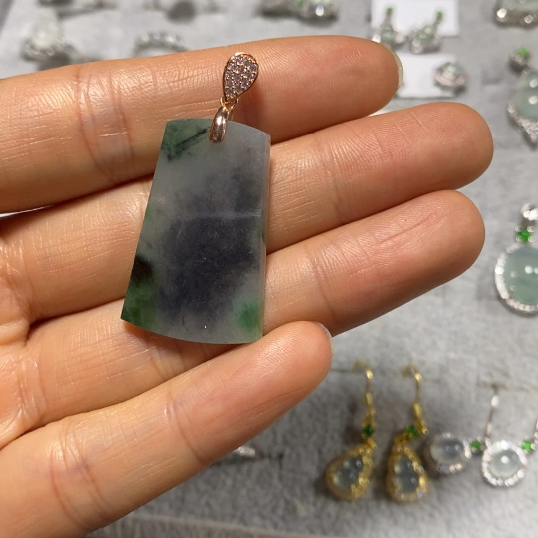 翡翠银S925镶嵌颈饰吊坠