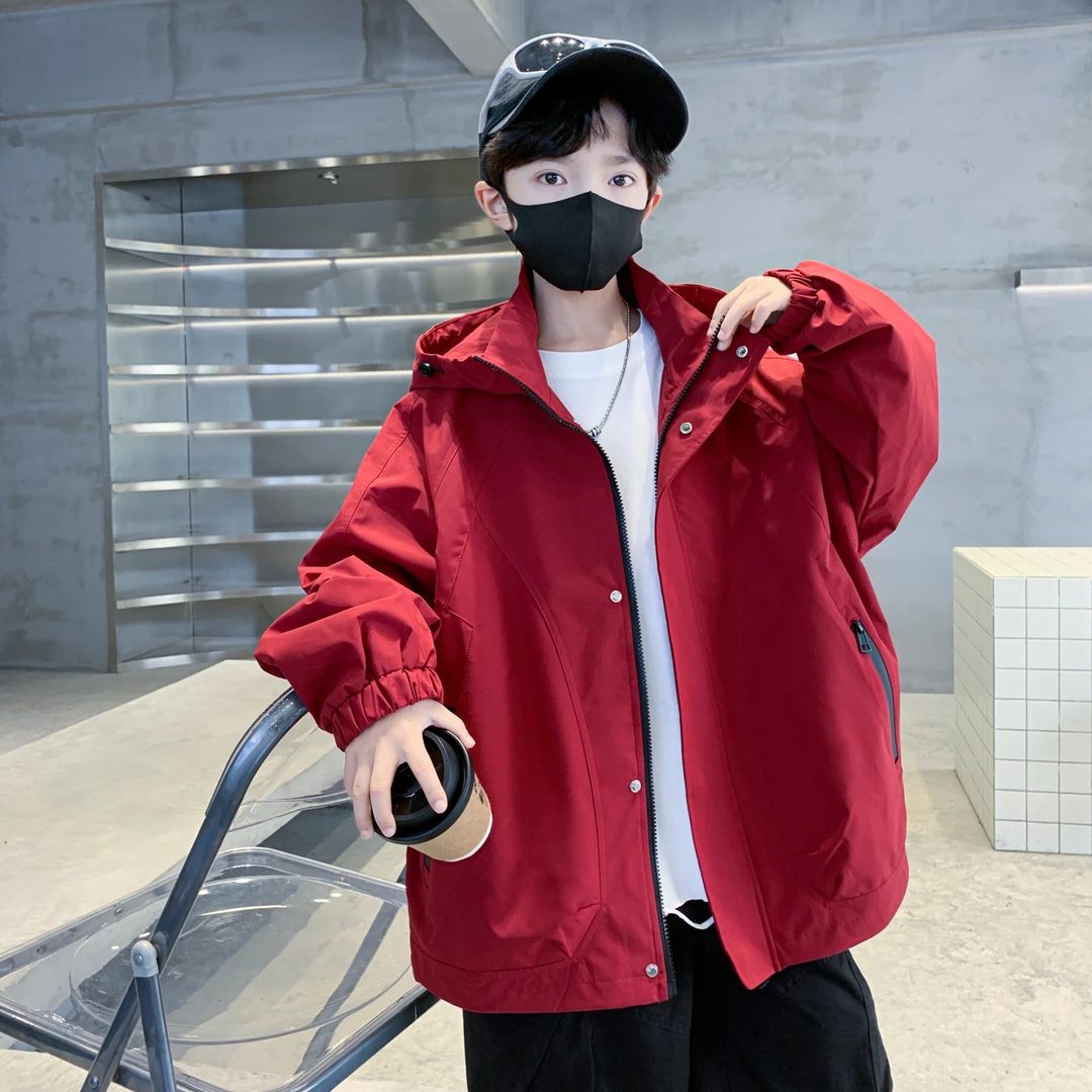 男童冲锋衣外套2025新款秋装中大童儿童户外秋季连帽风衣春秋款潮