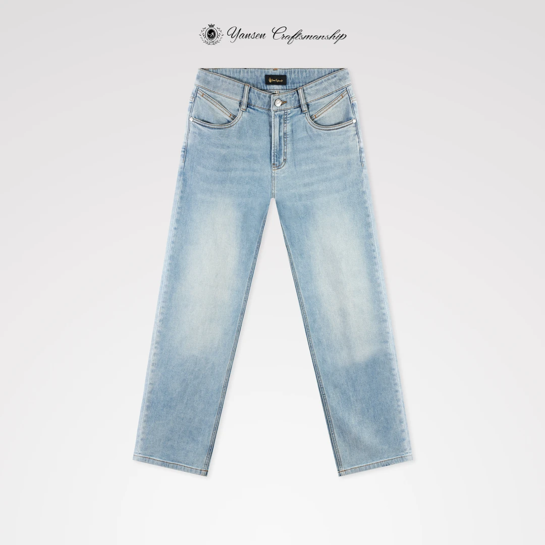 【黑标系列】莱赛尔汉麻定制面料猫须手擦工艺弹力直筒牛仔裤YS068