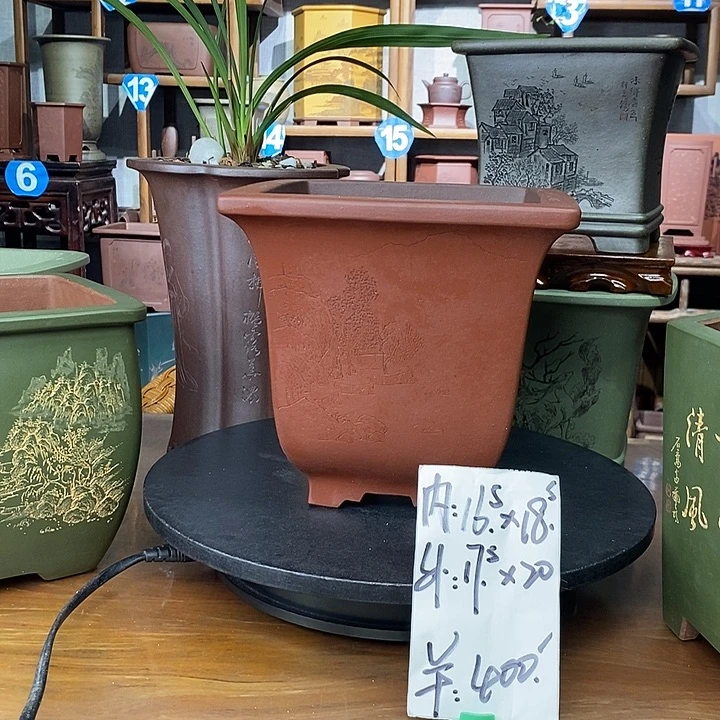 紫砂花盆精工四方