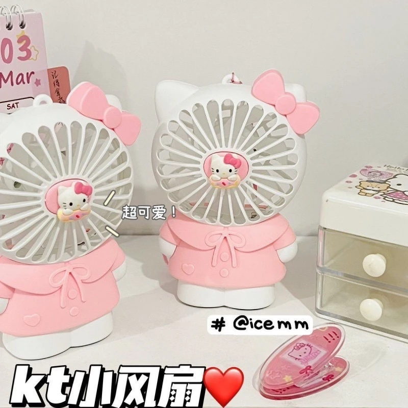 【艺凡】kitty手持可充电迷你小风扇学生便携大风力可爱桌面