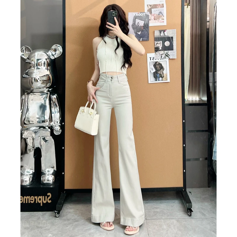 喜绚喇叭牛仔裤女2025年春夏新款潮流独特宽松百搭爆款喇叭裤子女