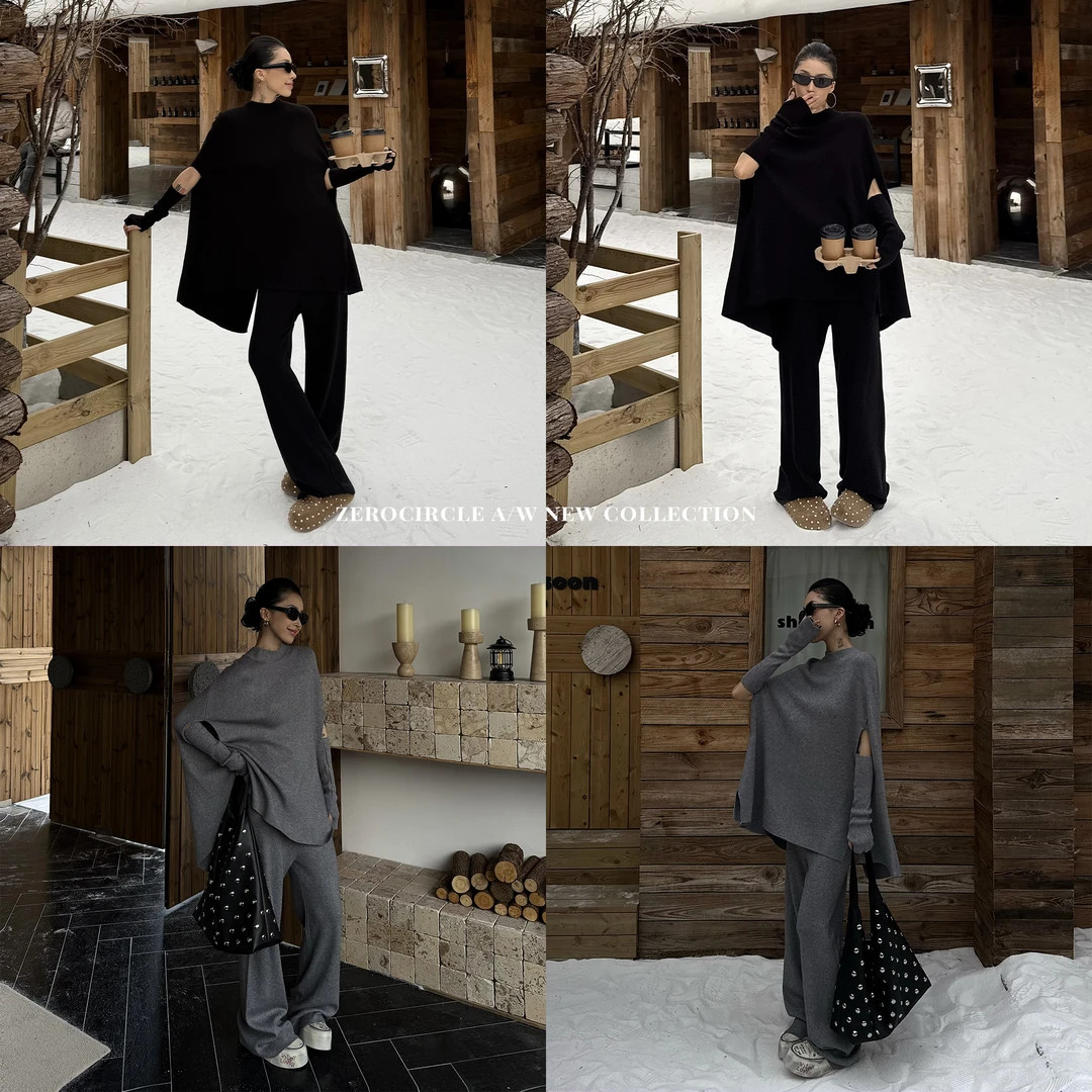 野生zerocircle 高领套装女秋冬新款S38124E53