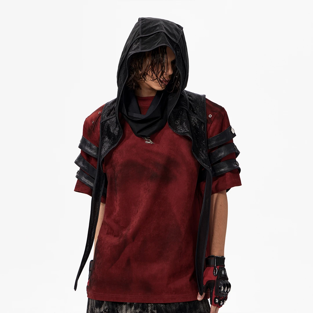 STARTEXCEEDEND 暗黑小众防晒遮阳帽男女户外网眼透气黑色头巾帽