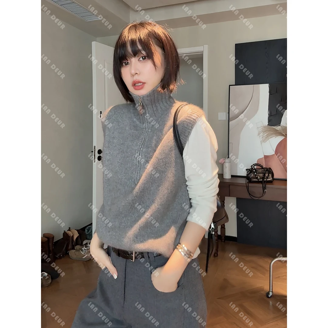 JIUJIU【白兔主义】时尚无袖尚百搭极简风慵懒叠穿设计感秋冬马甲女