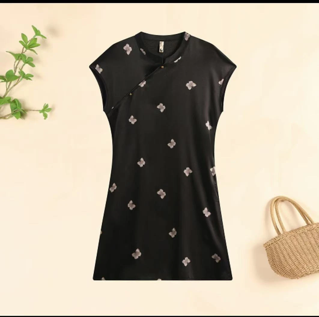 【蝴蝶款】新中式国风蝴蝶印花短袖女夏季新时尚丝滑透气上衣21015！