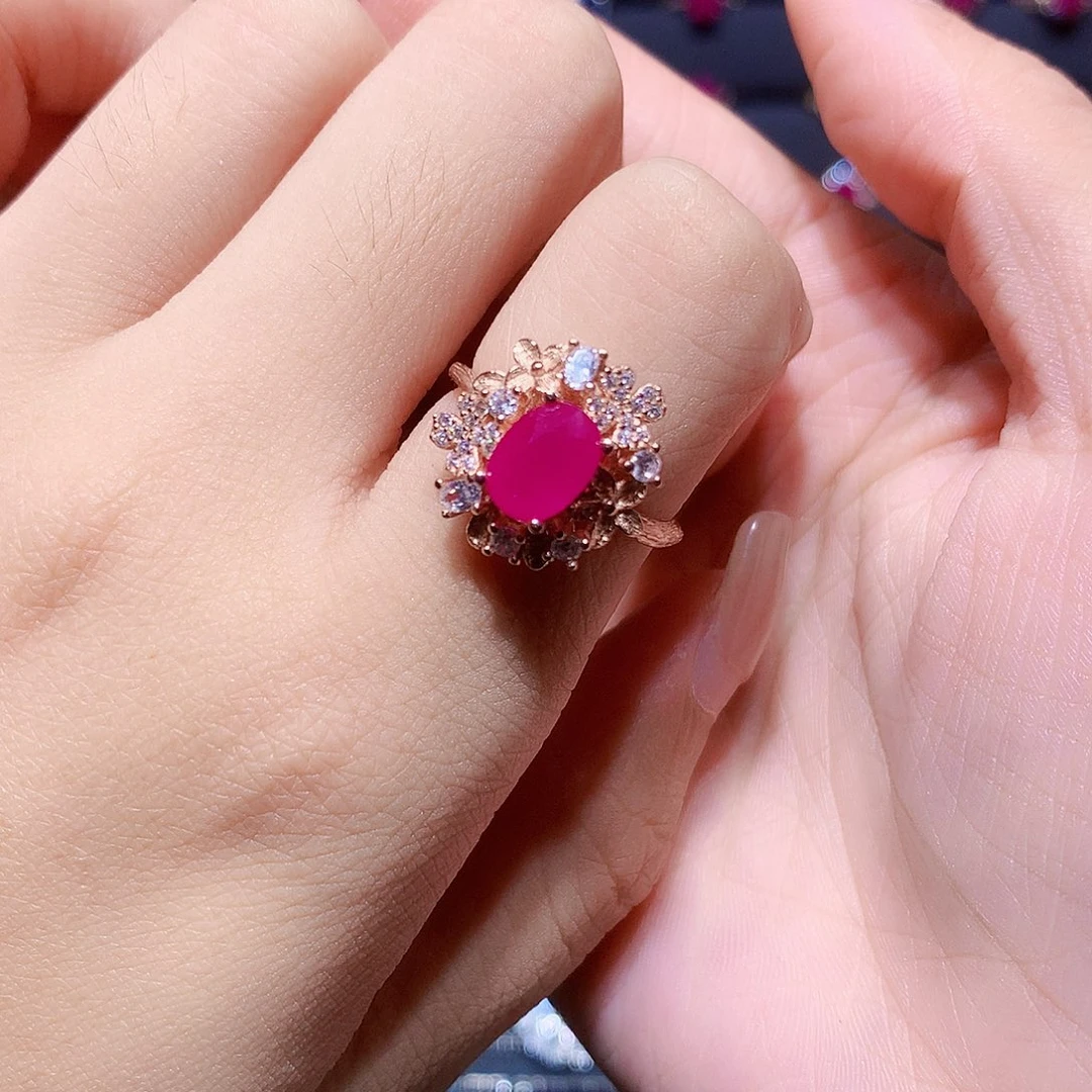 银S925镶嵌戒指红宝石