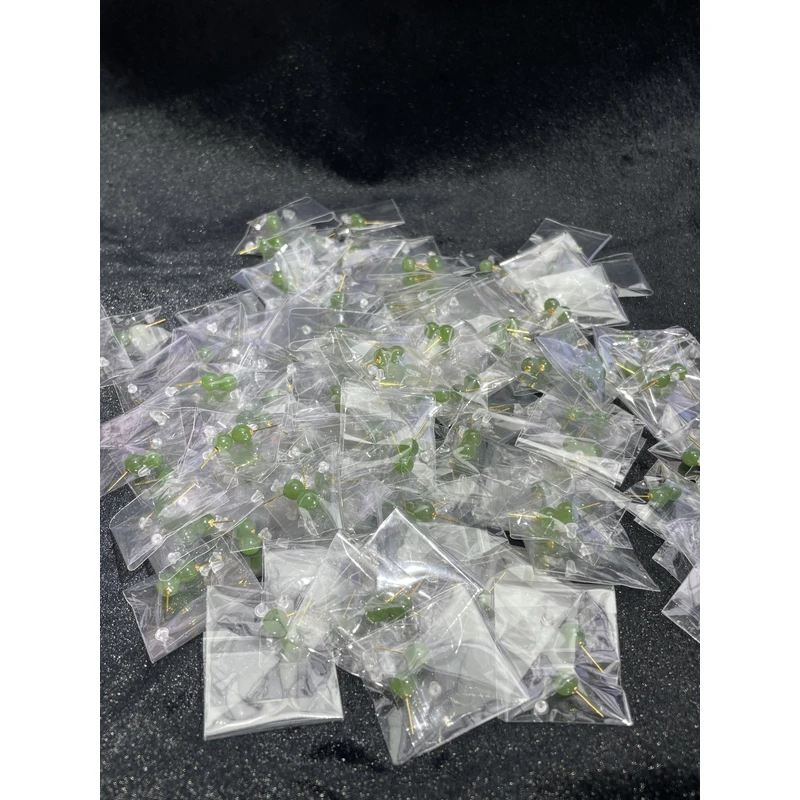 【小耿珠宝】和田玉碧玉圆珠耳钉（多样性发其一）