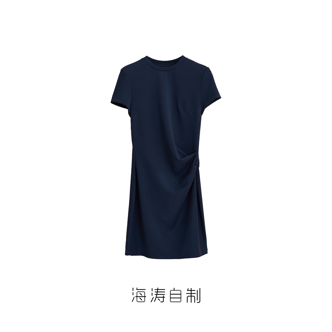 【海涛大叔】「小时光」兰精莫代尔裸感砂洗捏褶连衣裙 SD-781X