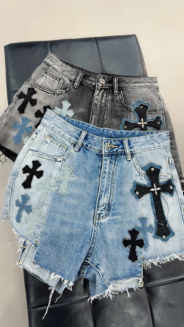 夏季高腰短裤薄阔腿破洞a字热裤外穿宽松阔腿运动风