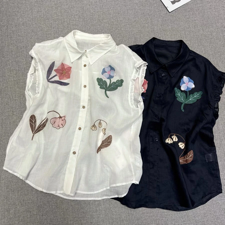 2.竺麻韩版夏季大码翻领衬衫5168款-不能机洗-衣长约74