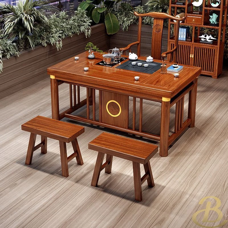 简约沙发中式实木茶桌客厅功夫家用泡泡茶一体阳台一整套桌椅组合