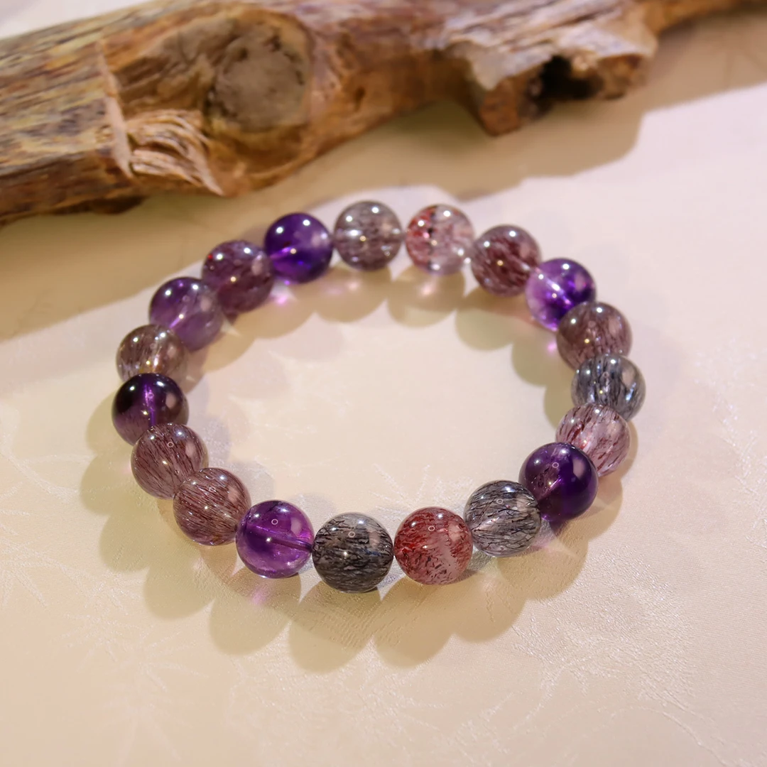 <彩云归>黑加仑超七水晶手串春日珠宝