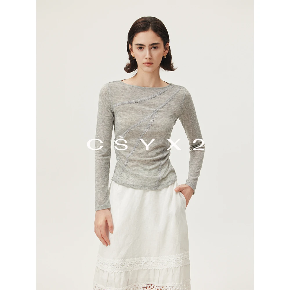 CsyX2-2025S/S 早秋新款 ”交织花“简约时尚打底衫CZ5CX010