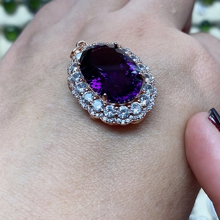 紫晶吊坠银S925镶嵌用****0