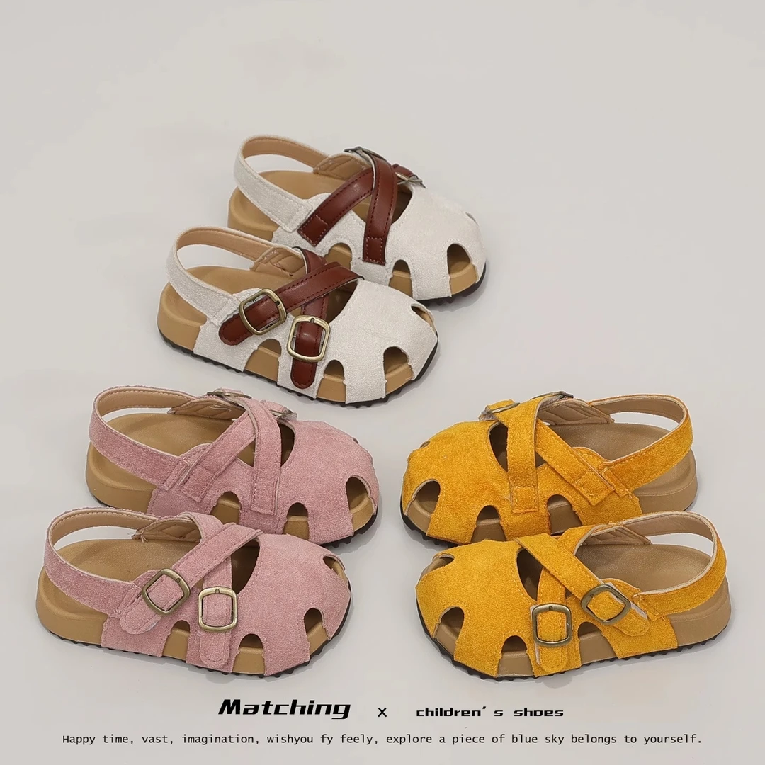 ABC女童勃肯凉鞋2025新款透气包头沙滩鞋儿童公主鞋子小女孩夏鞋