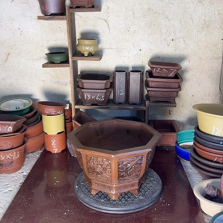 紫砂花盆，手工制作