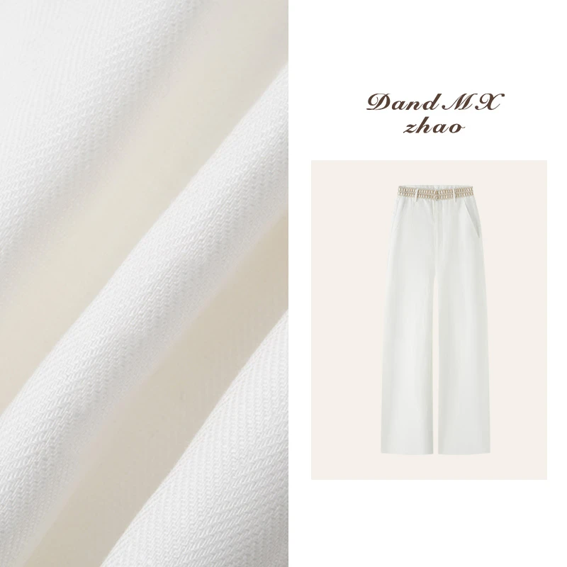 D&MX手工刺绣亚麻天丝混纺阔腿裤高个子裤子1686