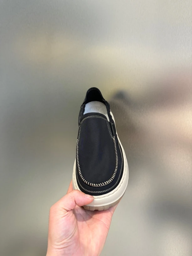 2025高品质表情舒适透气手工上线冰丝一脚蹬休闲布鞋