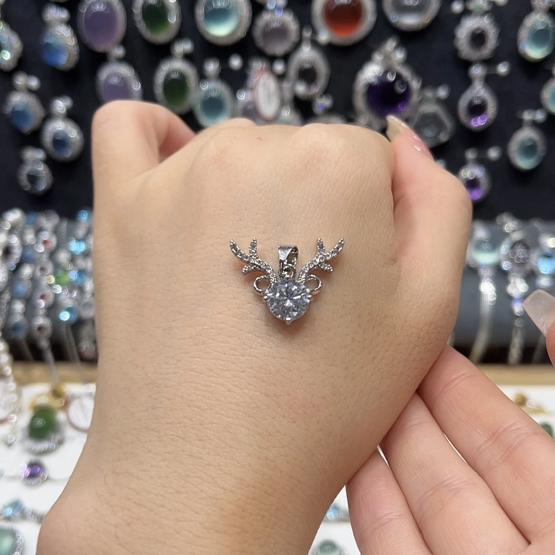 银S925镶嵌蛇纹石玉吊坠