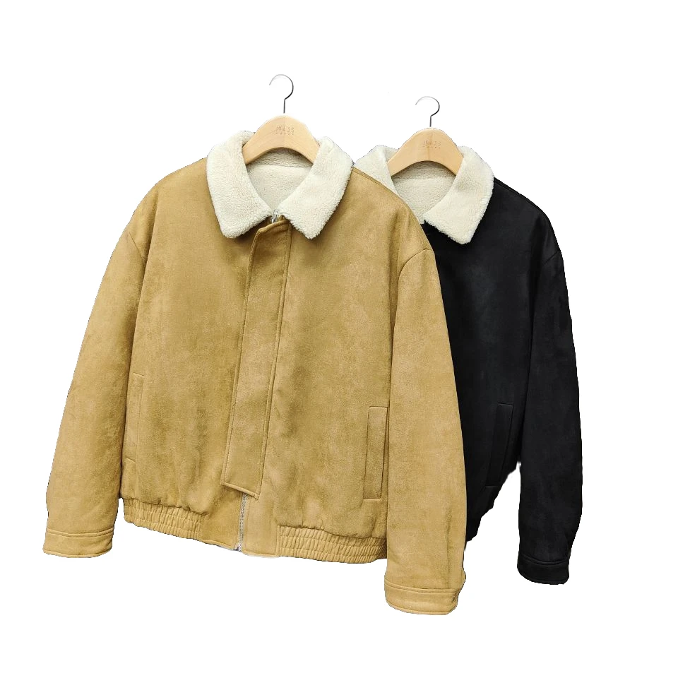 时尚轻熟风男装羊羔绒翻毛领棉服休闲加厚加绒夹克93323