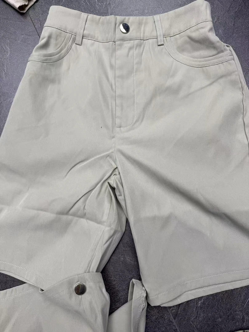 B19-2浅灰色“拼接”休闲裤（1041）