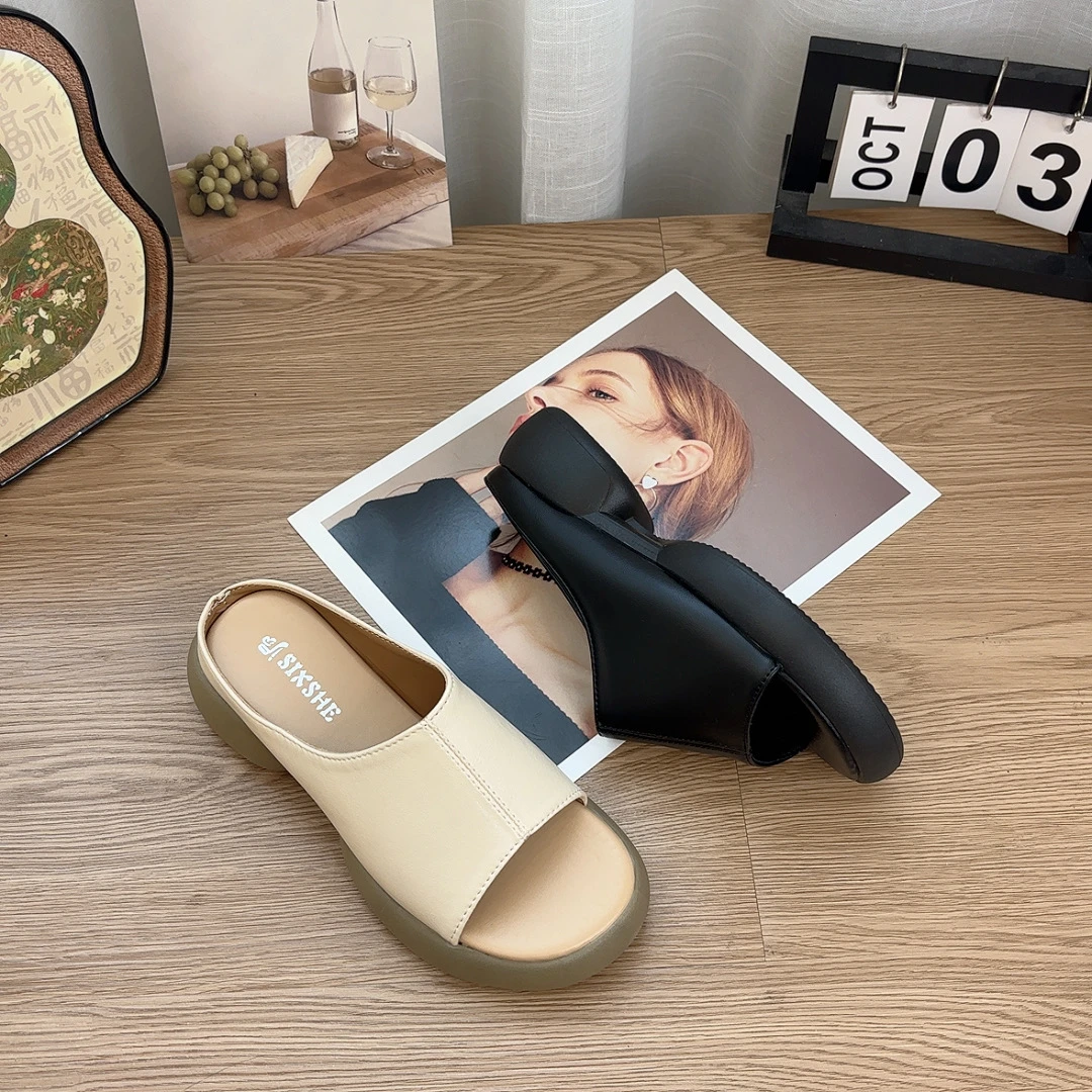 T-688新款中跟舒适百搭软底拖鞋仓