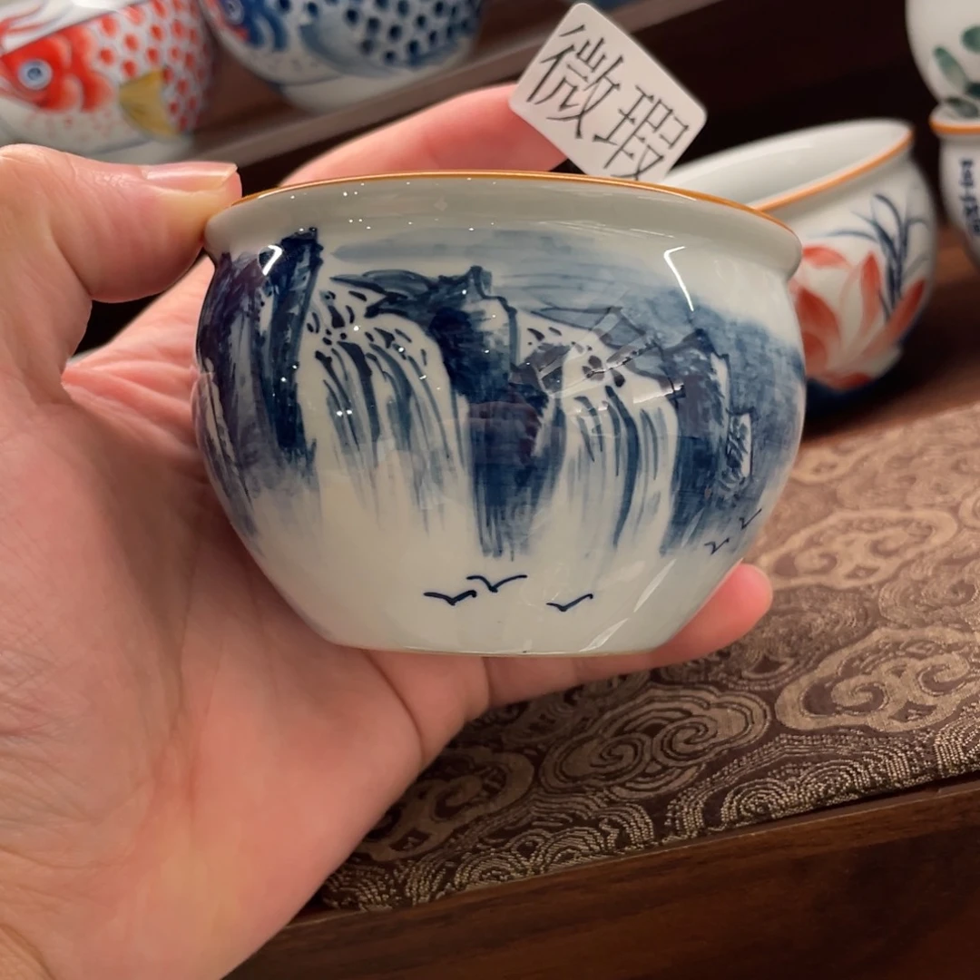 釉下手绘茶具微瑕