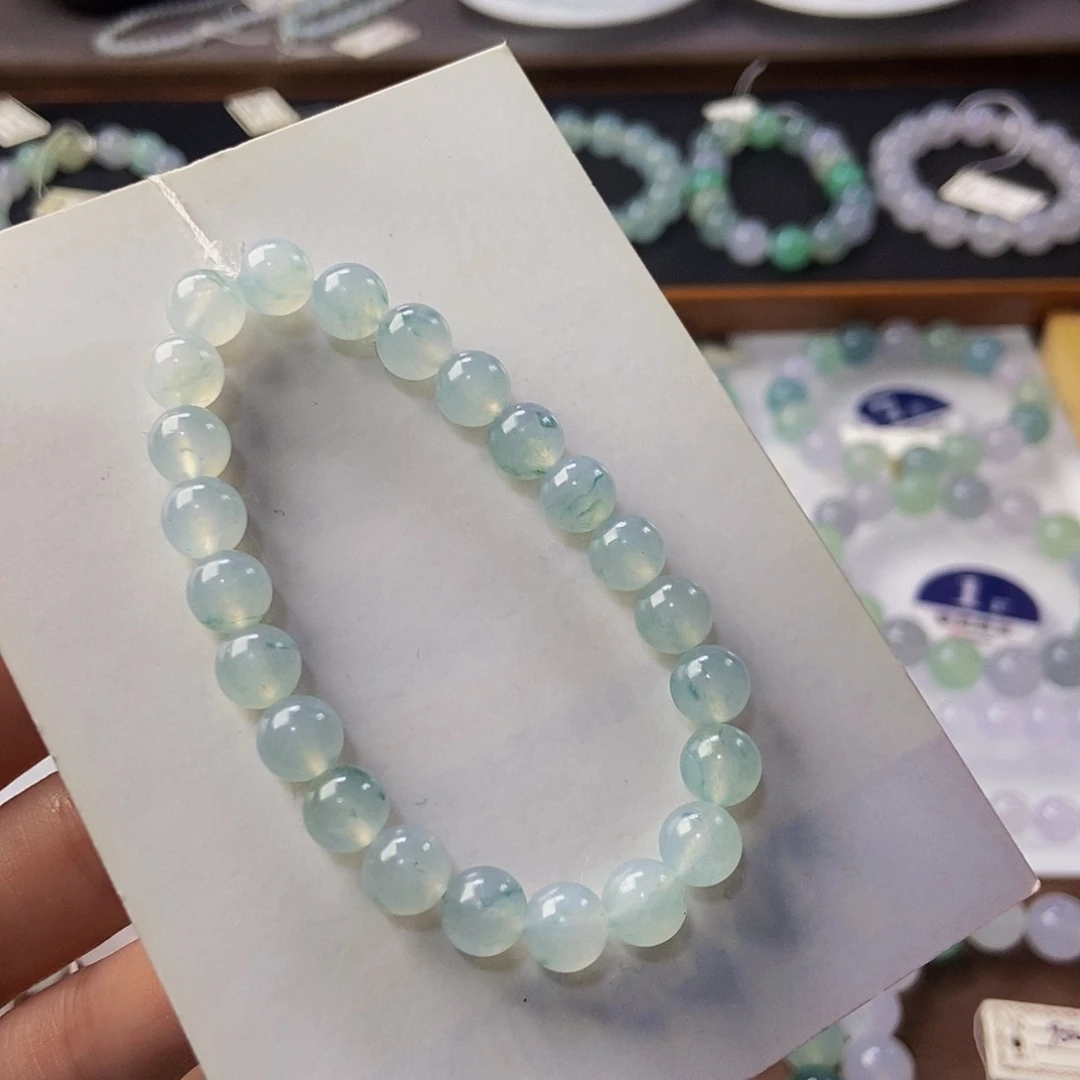 定制翡翠未镶嵌翡翠手串卡7.9