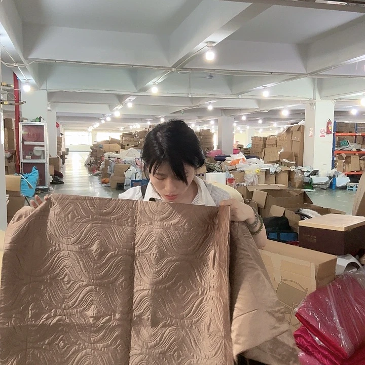 锦纶咖色刺绣抱枕套发一对67*67