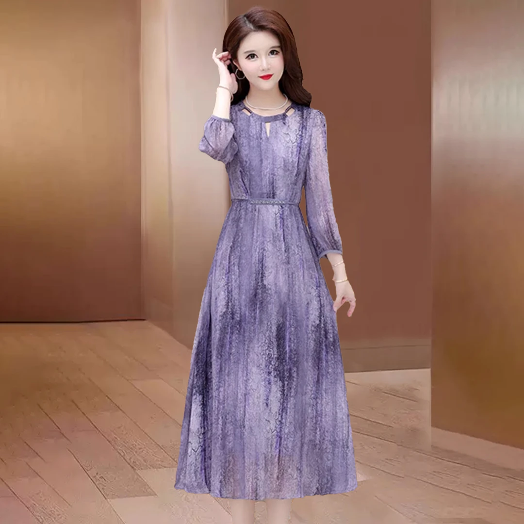 2025新款今年流行爆款春夏广州十三行减龄高端长袖连衣裙
