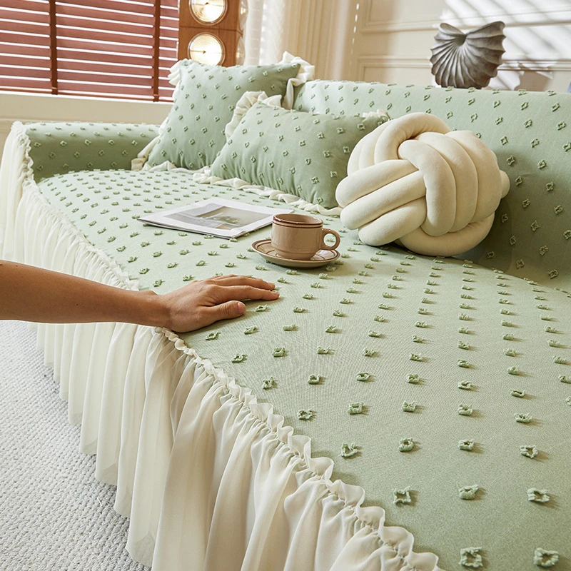 2025新款沙发巾法式奶油风盖布四季通用裙边沙发巾高级轻奢沙发垫